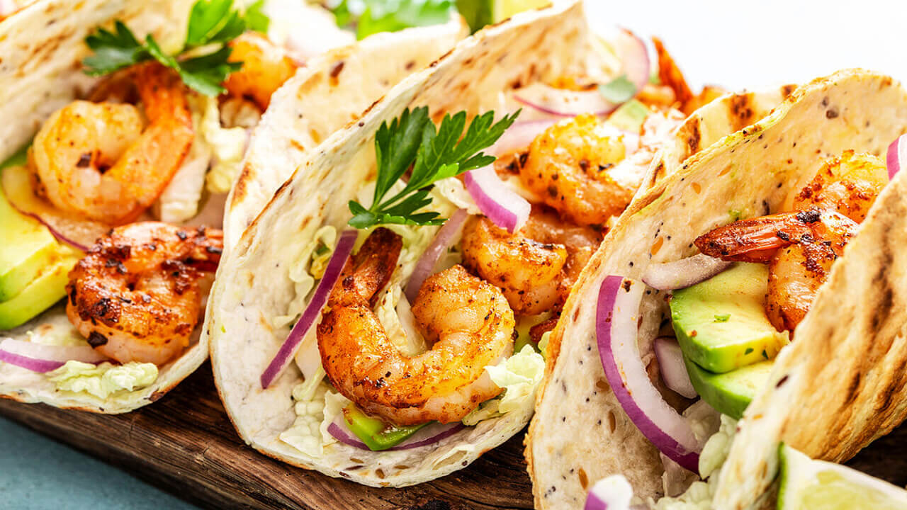 Fajitas aux Crevettes Grillées