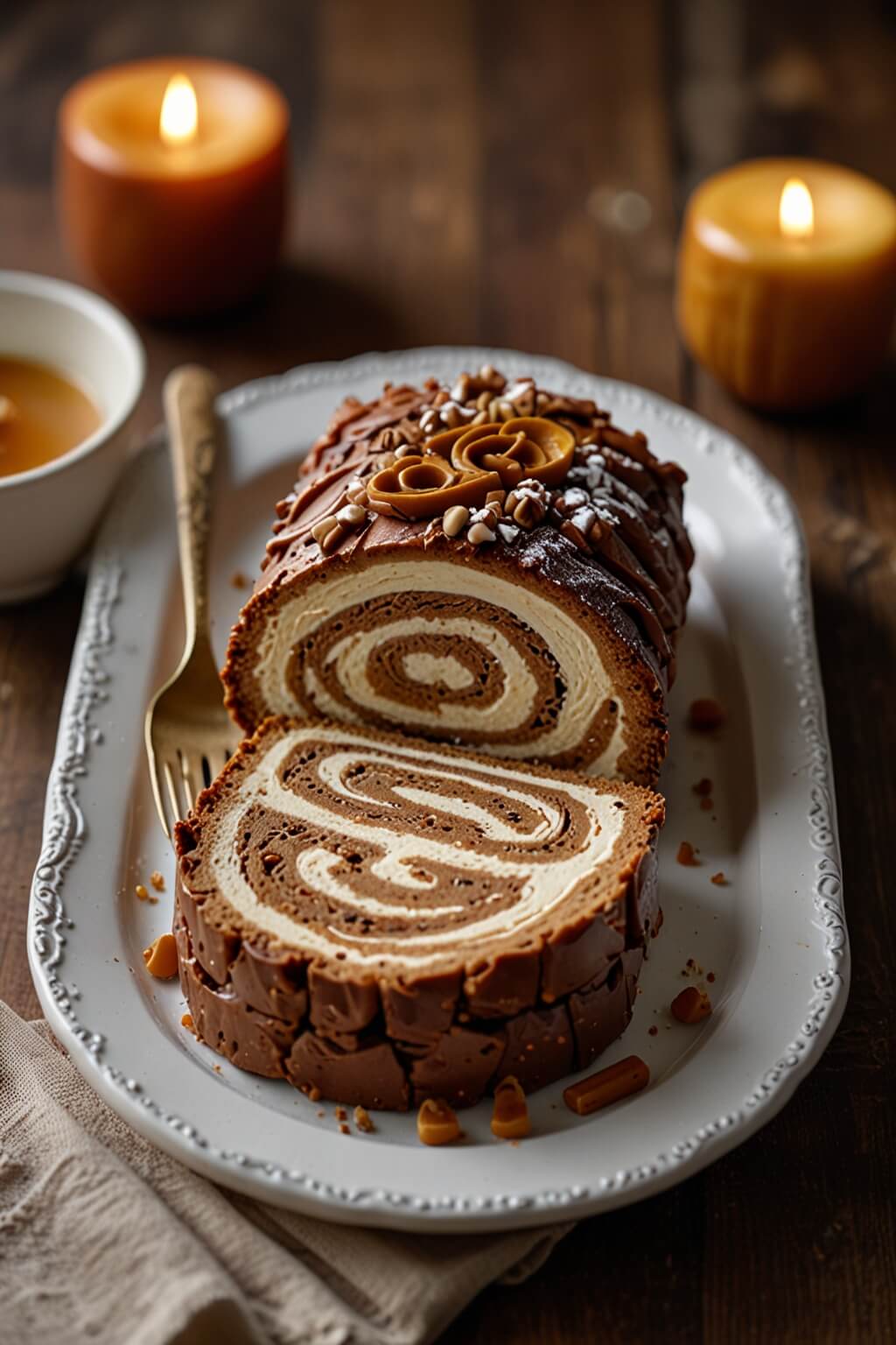 Bûche de Noël aux Saveurs Envoûtantes : Caramel, Pomme et Spéculoos