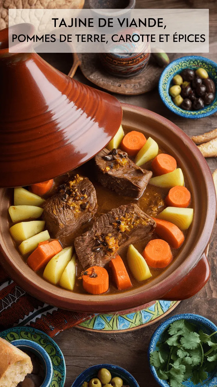 Tajine De Viande, Pommes De Terre, Carotte Et Épices