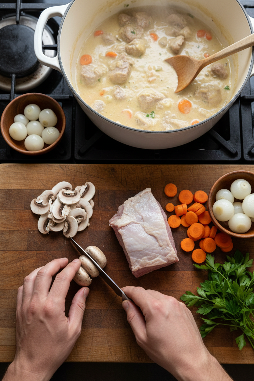 Préparation de la Blanquette de Veau Préparation de la Blanquette de Veau