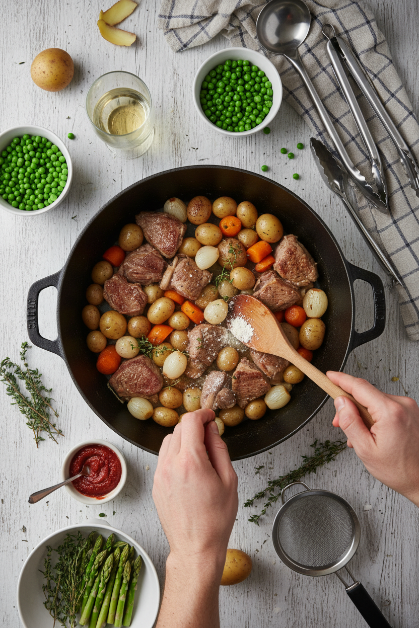 Préparation du Navarin d'Agneau traditionnel de printemps Préparation du Navarin d'Agneau traditionnel de printemps