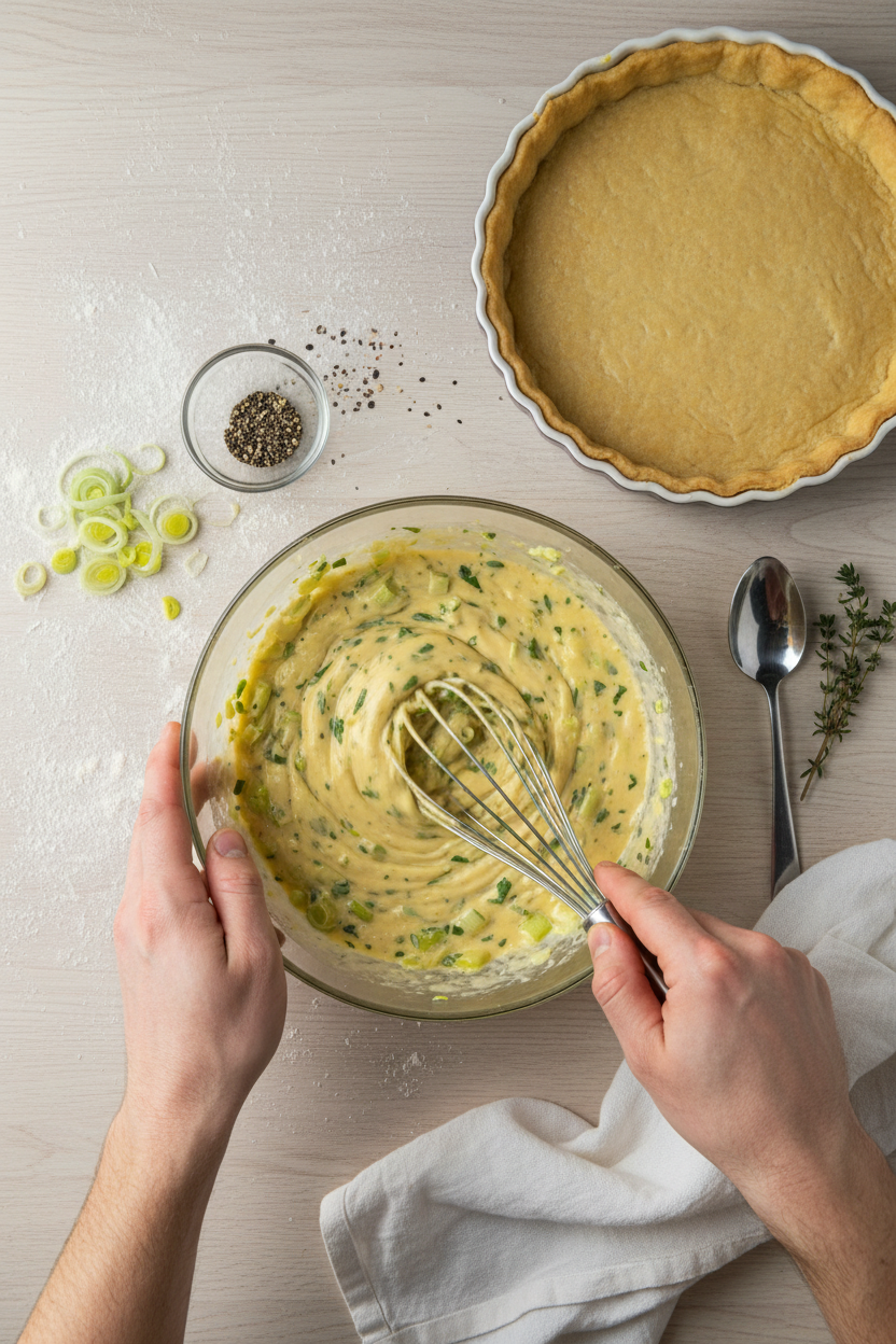 Préparation de la Quiche aux Poireaux Préparation de la Quiche aux Poireaux
