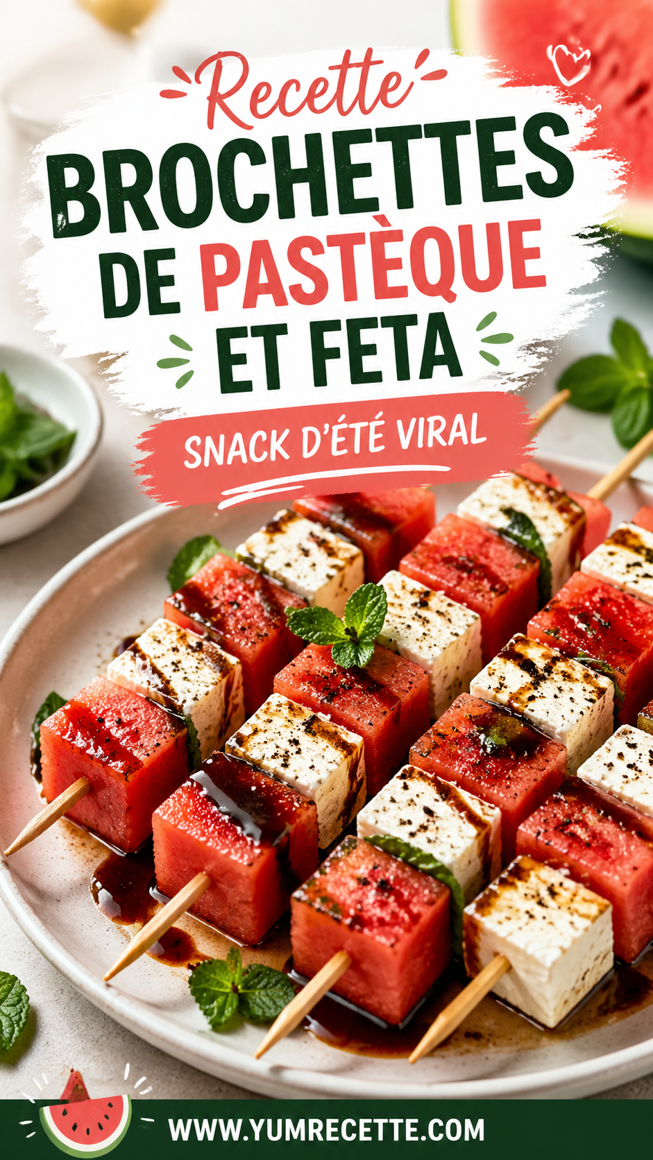 Recette Brochettes De Pastèque Et Feta Recette Brochettes De Pastèque Et Feta